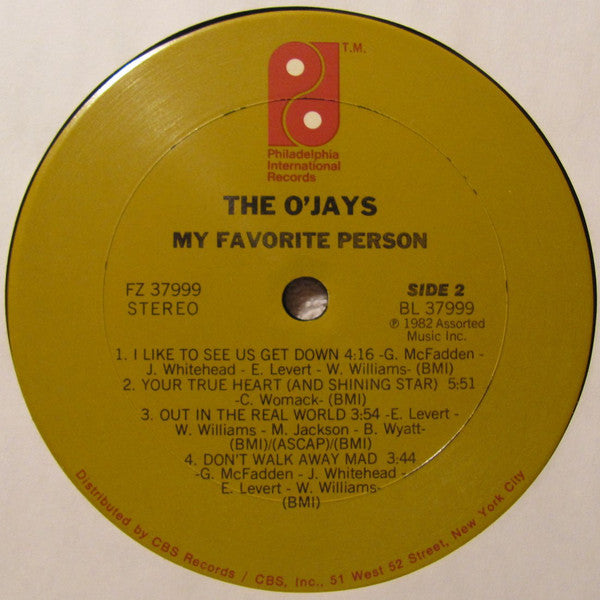 The O'Jays : My Favorite Person (LP, Album, Car)