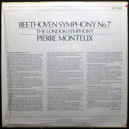 Ludwig van Beethoven, The London Symphony Orchestra , Conducted by Pierre Monteux : Beethoven Symphony No. 7 (LP, Album, RE)