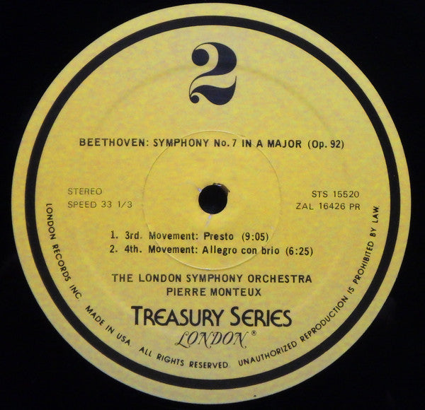 Ludwig van Beethoven, The London Symphony Orchestra , Conducted by Pierre Monteux : Beethoven Symphony No. 7 (LP, Album, RE)