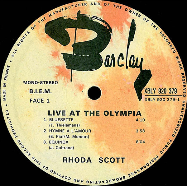 Rhoda Scott : Live At The Olympia (2xLP, Album, Gat)