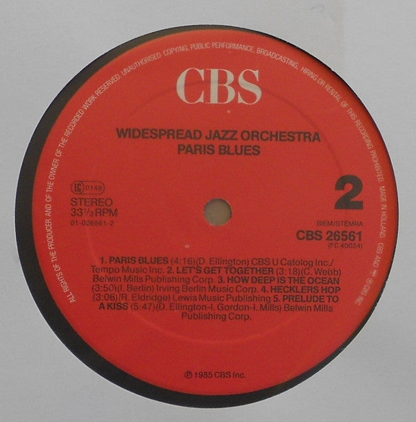 The Widespread Jazz Orchestra : Paris Blues (LP, Album)