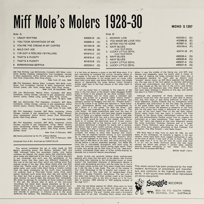 Miff Mole's Molers : Miff Mole's Molers 1928/30 (LP, Comp, Mono)