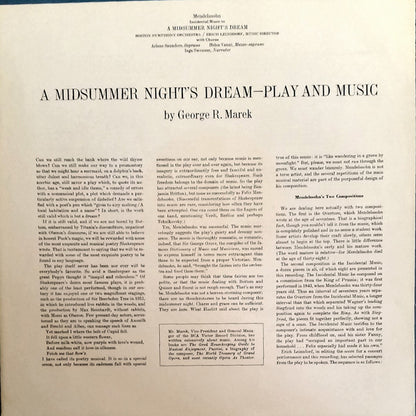 Felix Mendelssohn-Bartholdy, Erich Leinsdorf, Boston Symphony Orchestra : Incidental Music To A Midsummer Night's Dream (LP, Album, Mono)