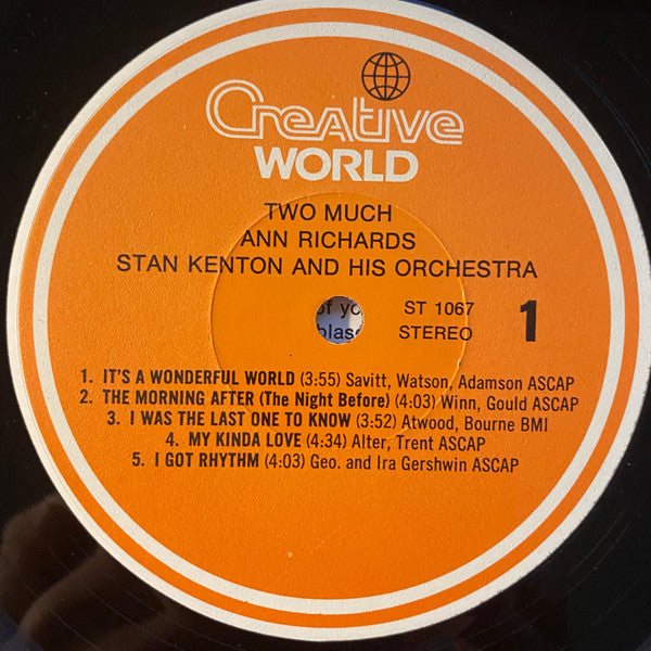 Ann Richards And Stan Kenton And His Orchestra : Two Much (LP, Album, RE)