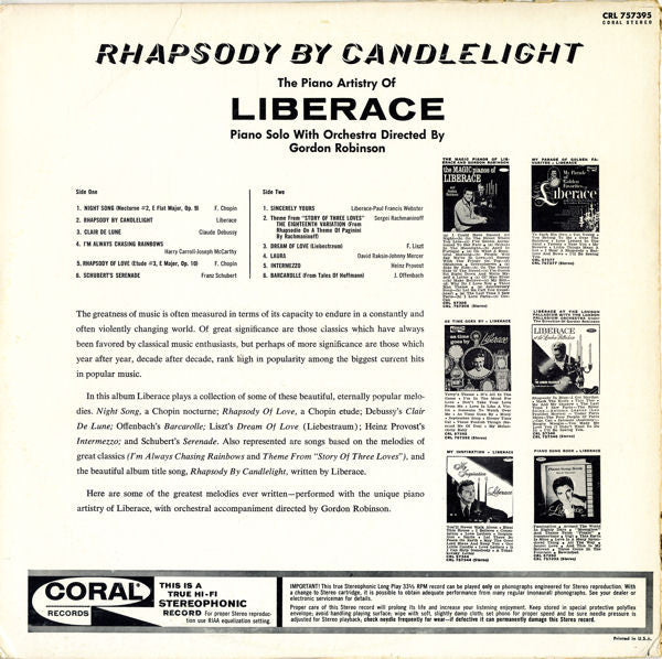 Liberace : Rhapsody By Candlelight (LP, Album)