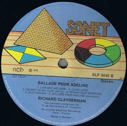 Richard Clayderman : Ballade Pour Adeline (LP, Album, RE)