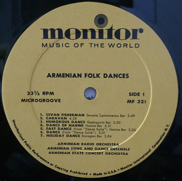 Various : Armenian Folk Dances (LP, Mono, RP)