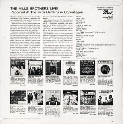 The Mills Brothers : The Mills Brothers Live! Recorded At The Tivoli Gardens Copenhagen (LP, Album, RE)