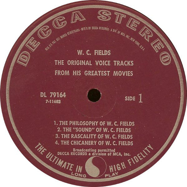 W.C. Fields : The Original Voice Tracks From His Greatest Movies (LP, Album, Glo)