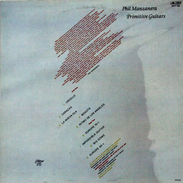 Phil Manzanera : Primitive Guitars (LP, Album, Edi)