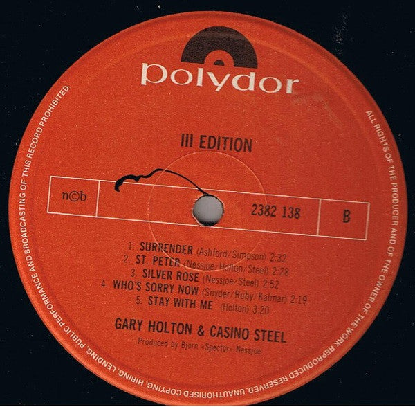 Gary Holton & Casino Steel : III Edition (LP, Album)