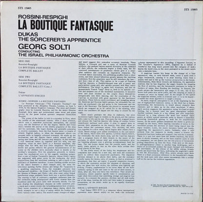 Georg Solti, Israel Philharmonic Orchestra, Gioacchino Rossini, Ottorino Respighi, Paul Dukas : La Boutique Fantasque / The Sorcerer's Apprentice (LP, Album, RE, RP)