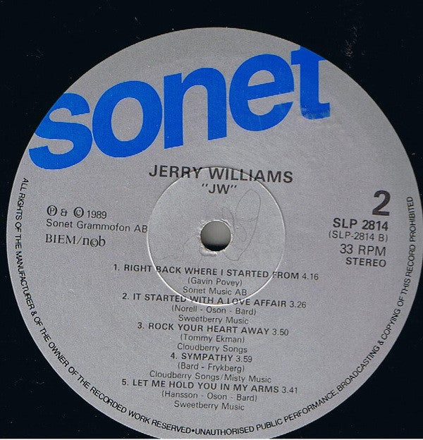 Jerry Williams (3) : JW (LP, Album)