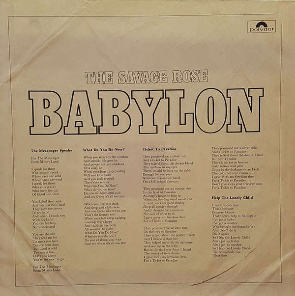 Savage Rose : Babylon (LP, Album)