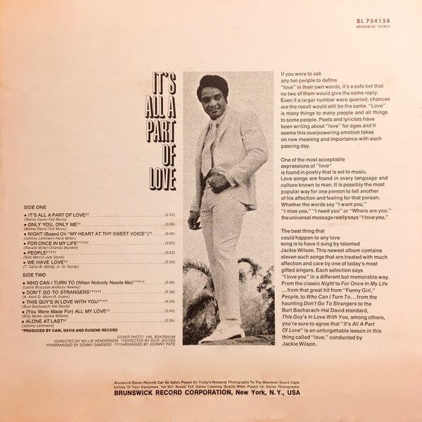 Jackie Wilson : It's All A Part Of Love (LP)