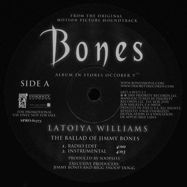 Latoya Williams / Snoop Dogg Featuring RBX And MC Ren : The Ballad Of Jimmy Bones / The Legend Of Jimmy Bones (12", Promo)