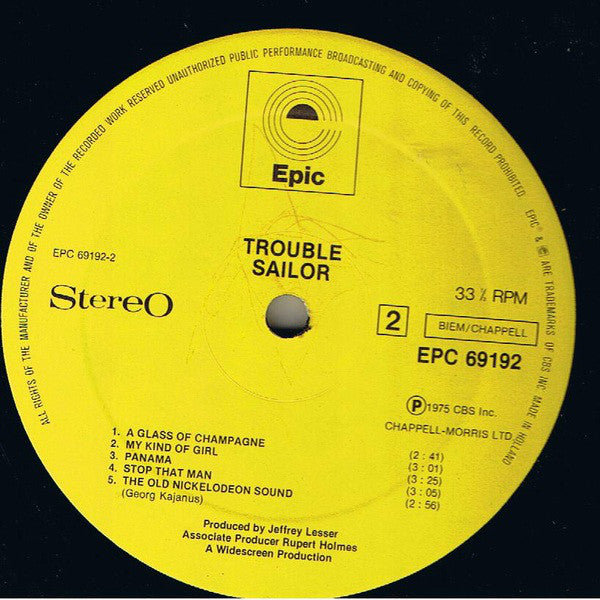 Sailor : Trouble (LP, Album, Yel)