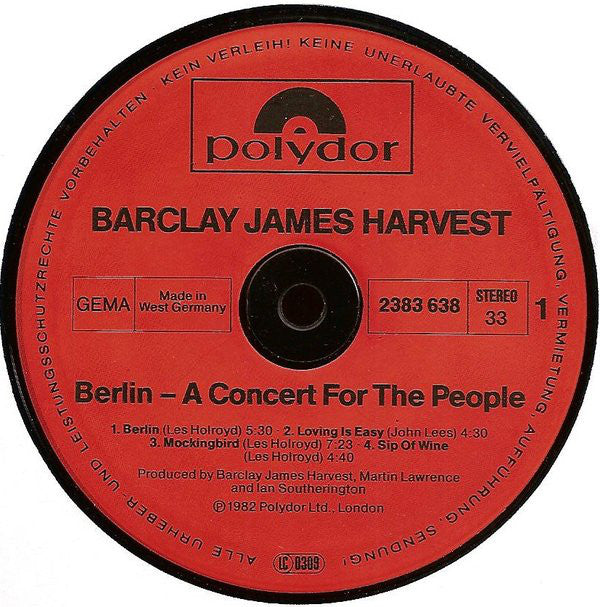 Barclay James Harvest : Berlin - A Concert For The People (LP)