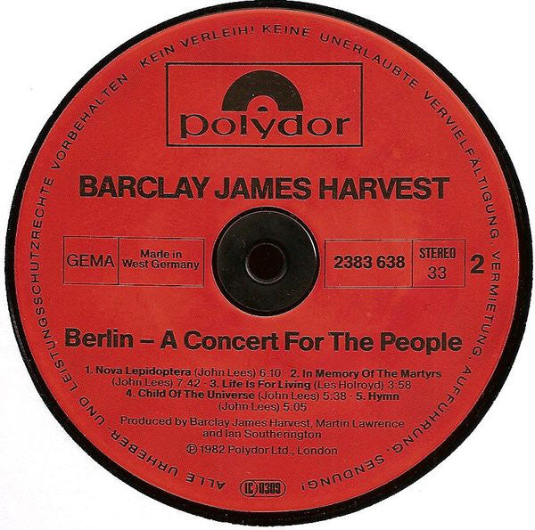 Barclay James Harvest : Berlin - A Concert For The People (LP)