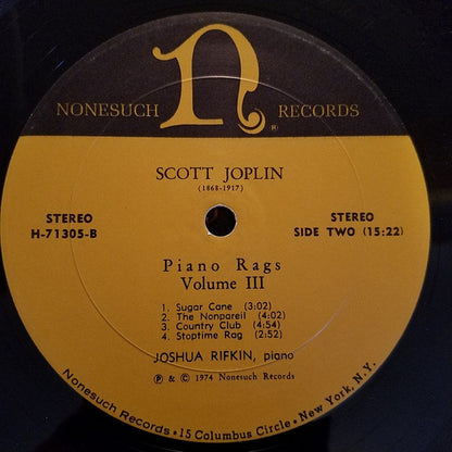 Scott Joplin, Joshua Rifkin : Piano Rags - Volume III (LP)