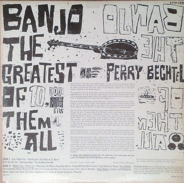 Perry Bechtel : Banjo: The Greatest Of Them All! (LP, Album, Mono, Ind)