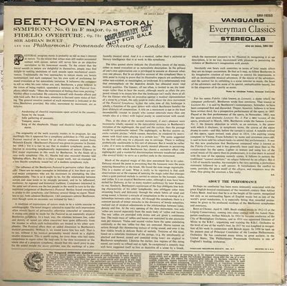 Ludwig van Beethoven - Sir Adrian Boult And The The Philharmonic Promenade Orchestra : 'Pastoral' Symphony No. 6 In F Major, Op. 68 / Fidelio Overture, Op. 72c (LP, Album)