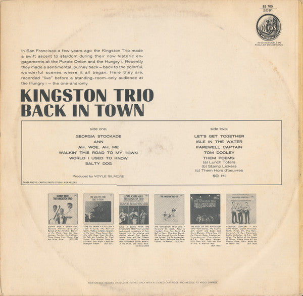 Kingston Trio : Back In Town (LP, Album)