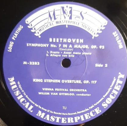 Ludwig van Beethoven, Wiener Festspielorchester, Willem Van Otterloo : Symphonie Nr. 7 / König Stephan Ouvertüre (LP)