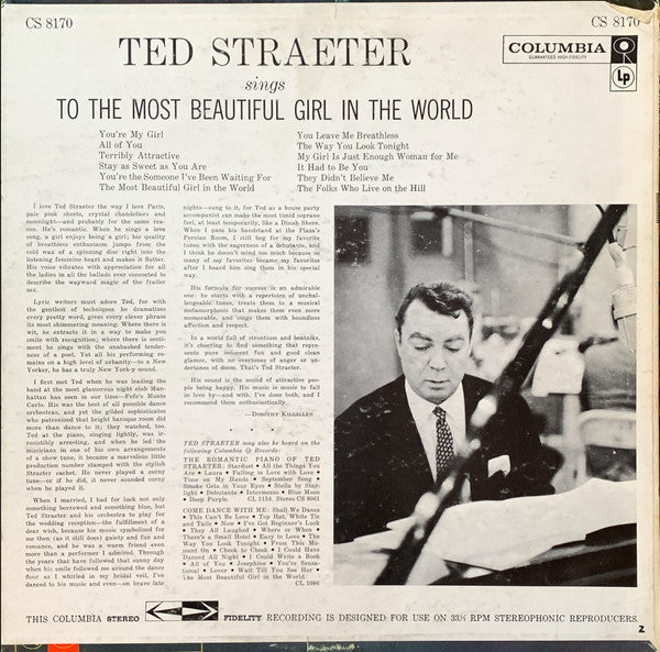 Ted Straeter : Sings To The Most Beautiful Girl In The World (LP, Album, Promo)