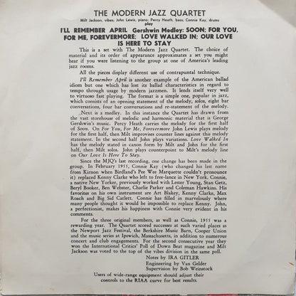 The Modern Jazz Quartet : I'll Remember April / Gershwin Medley (7", EP)