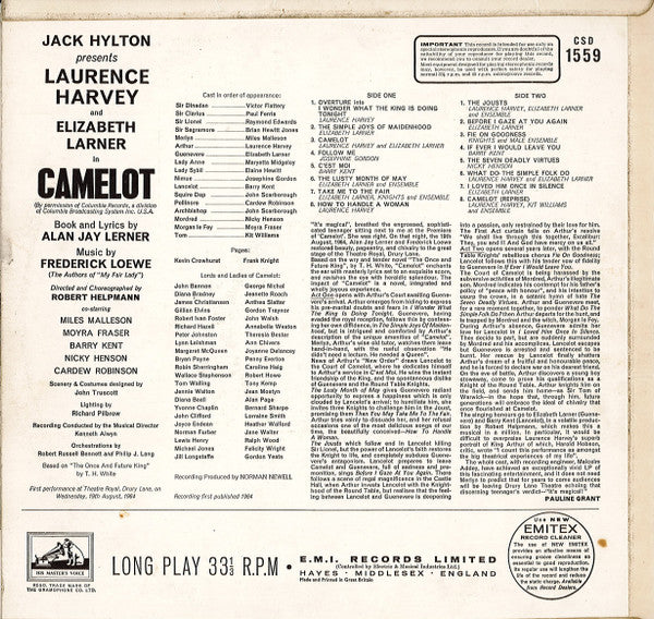 Alan Jay Lerner, Frederick Loewe - Laurence Harvey, Elizabeth Larner : Camelot (LP, Album)