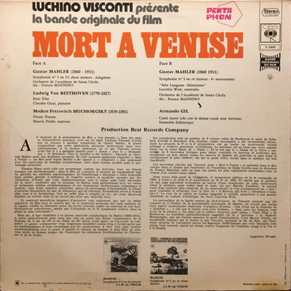 Orchestra Dell'Accademia Nazionale Di Santa Cecilia direction: Franco Mannino : Luchino Visconti Présente La Bande Originale Du Fil Mort A Venise (LP)