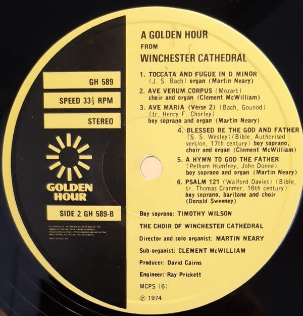 Winchester Cathedral Choir : A Golden Hour From Winchester Cathedral - Hear My Prayer (LP)