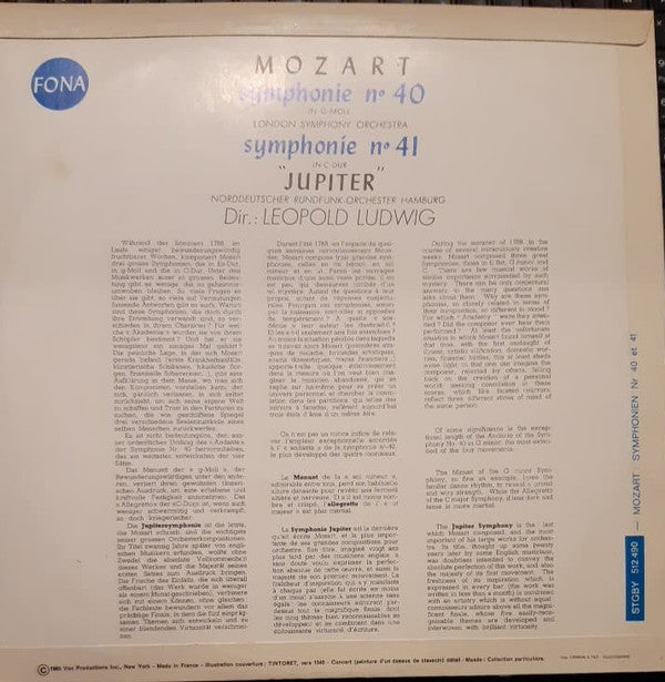 Wolfgang Amadeus Mozart - The London Symphony Orchestra, Orchester Des NWDR Hamburg, Leopold Ludwig : Symphonie No. 40 / Symphonie No. 41 "Jupiter" (LP, Comp)