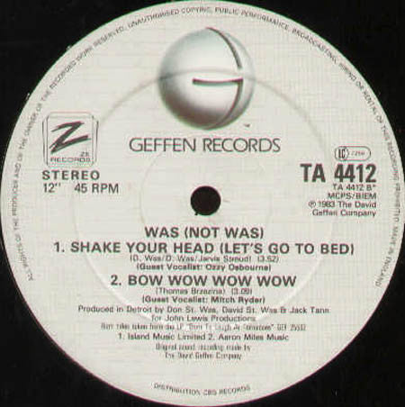 Was (Not Was) : Professor Night / Shake Your Head / Bow Wow Wow Wow (12", Single)