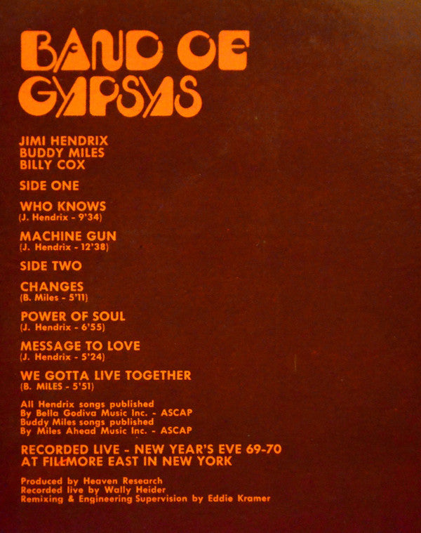 Jimi Hendrix : Band Of Gypsys (LP, Album)