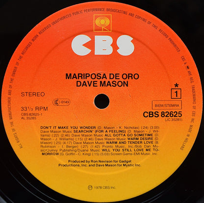 Dave Mason : Mariposa De Oro (LP, Album)