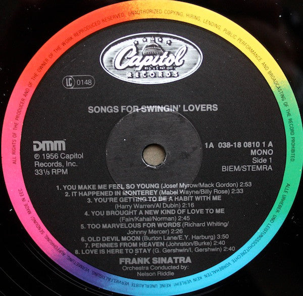 Frank Sinatra : Songs For Swingin' Lovers (LP, Album, Mono, RE, RM)