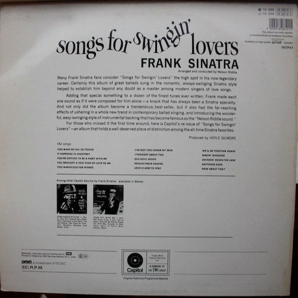 Frank Sinatra : Songs For Swingin' Lovers (LP, Album, Mono, RE, RM)