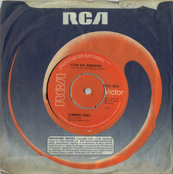 Vicki Sue Robinson : Turn The Beat Around (7", Single, Pus)