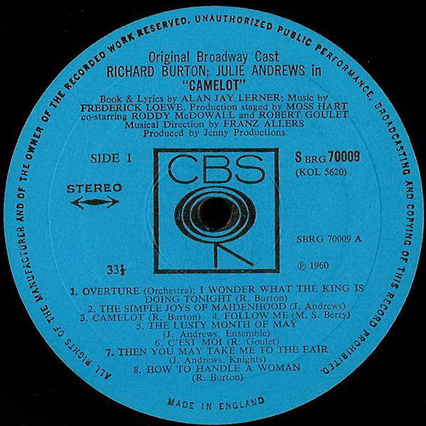 Alan Jay Lerner, Frederick Loewe / Julie Andrews, Richard Burton (2) : Camelot (Original Broadway Cast) (LP)