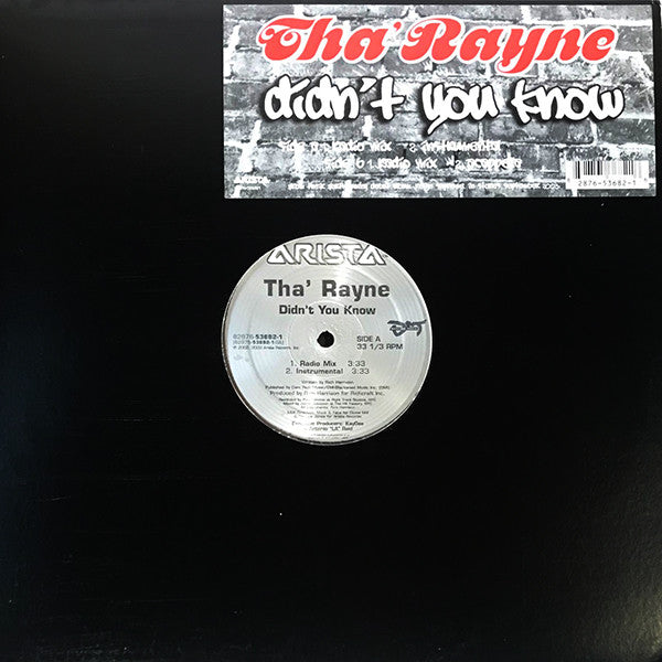 Tha' Rayne : Didn't You Know (12", Single)