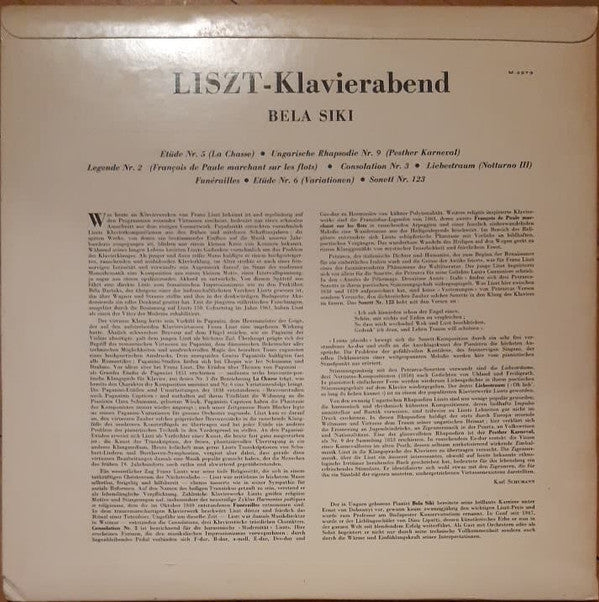 Franz Liszt, Bela Siki : Klavierabend (LP, Mono)