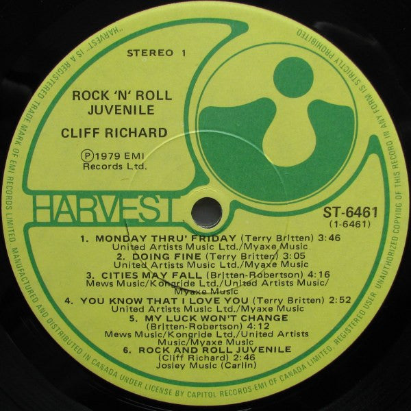 Cliff Richard : Rock 'N' Roll Juvenile (LP, Album)