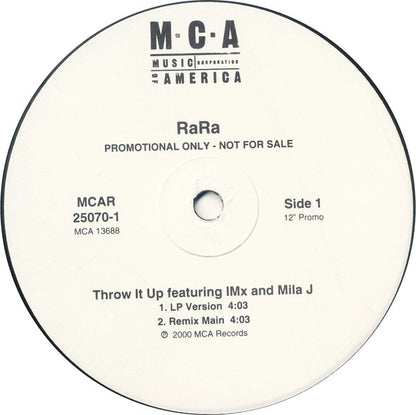 RaRa (4) Featuring IMx And Mila J : Throw It Up (12", Promo)