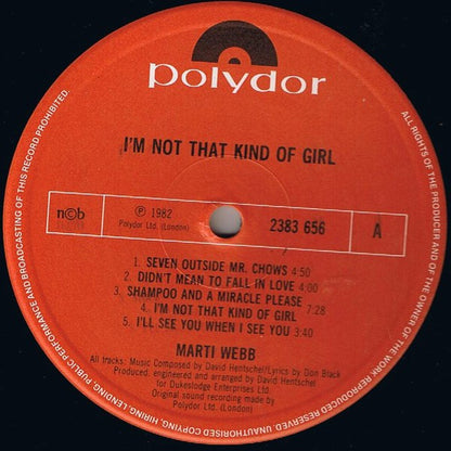 Marti Webb : I'm Not That Kind Of Girl (LP, Album)