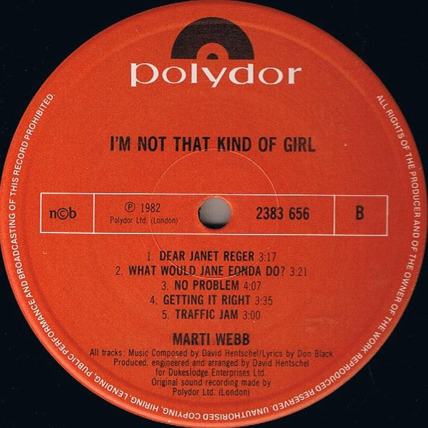 Marti Webb : I'm Not That Kind Of Girl (LP, Album)