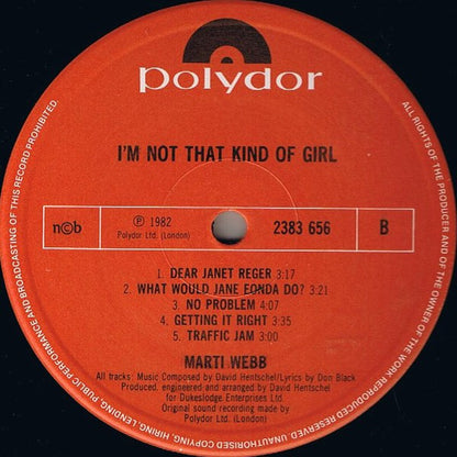 Marti Webb : I'm Not That Kind Of Girl (LP, Album)