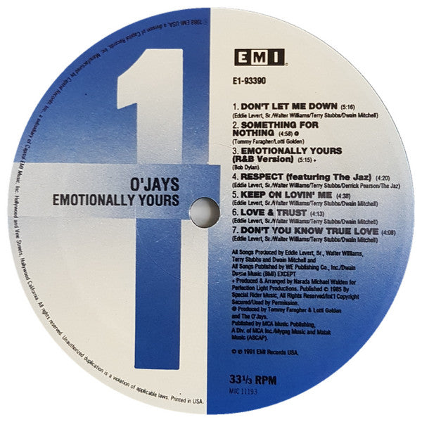 The O'Jays : Emotionally Yours (LP, Album)