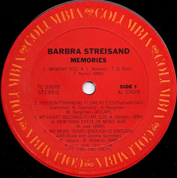 Barbra Streisand : Memories (LP, Album, Comp, Ter)